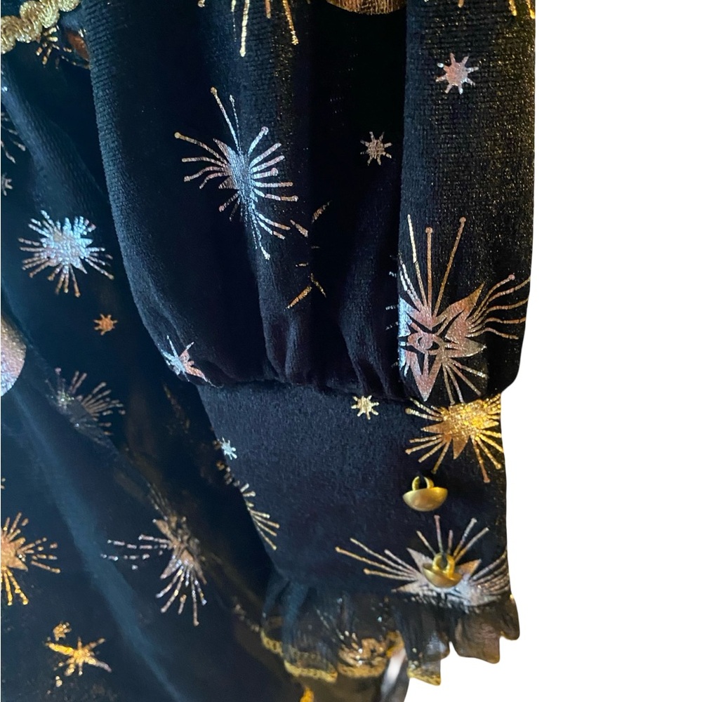Light up Witch costume Black and Gold Celestial Print Fabric - Picture 8 of 8